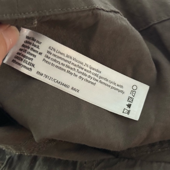 Eileen Fisher Brown Tan Linen Blend Cargo Pants Joggers size 4 EUC - Picture 8 of 9